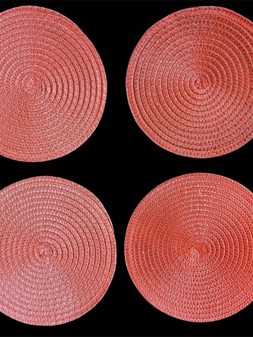 Home goods Set of Four Coral Round Woven Placemats NWOT New